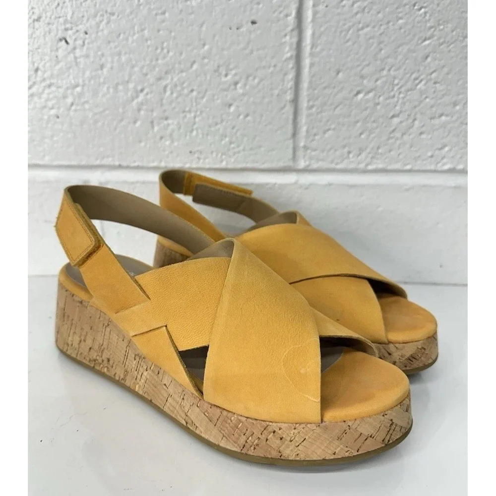 EILEEN FISHER Timor Espadrille Cork Wedge Platform Sandals (Women's Size 7.5‎ M)